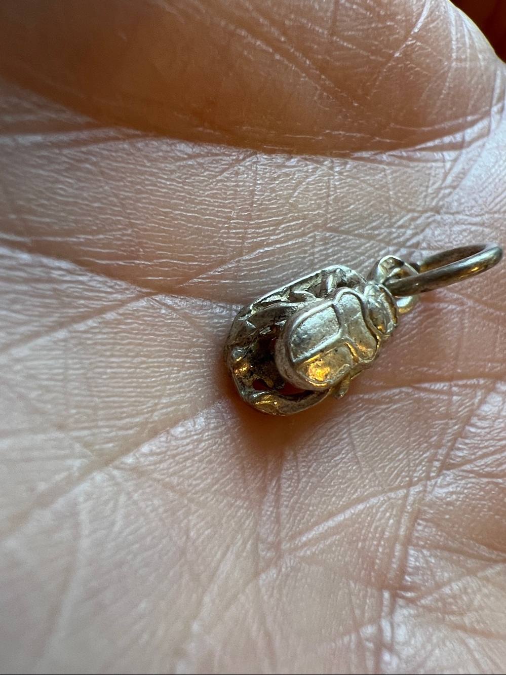 Vintage Egyptian Scarab Beatle Sterling Silver charm - Picture 3 of 4